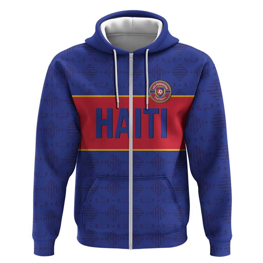 Custom Haiti Football Zip Hoodie Le Rouge et Bleu Sporty Style