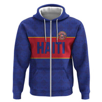Custom Haiti Football Zip Hoodie Le Rouge et Bleu Sporty Style