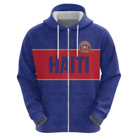 Custom Haiti Football Zip Hoodie Le Rouge et Bleu Sporty Style