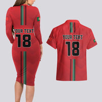 Custom Portugal Football Couples Matching Long Sleeve Bodycon Dress and Hawaiian Shirt A Selecao das Quinas