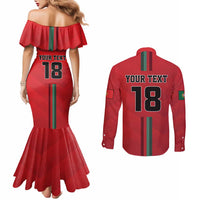 Custom Portugal Football Couples Matching Mermaid Dress and Long Sleeve Button Shirt A Selecao das Quinas