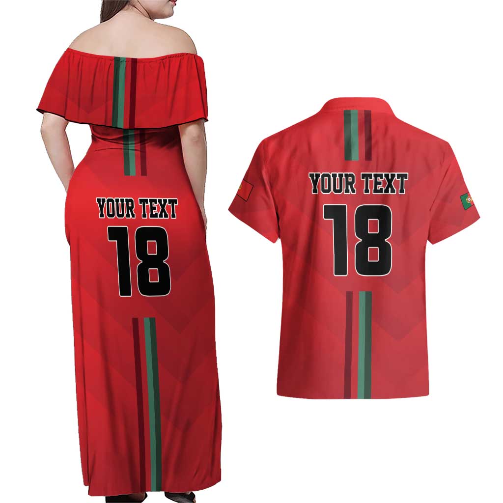 Custom Portugal Football Couples Matching Off Shoulder Maxi Dress and Hawaiian Shirt A Selecao das Quinas