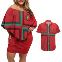 Custom Portugal Football Couples Matching Off Shoulder Short Dress and Hawaiian Shirt A Selecao das Quinas