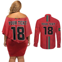 Custom Portugal Football Couples Matching Off Shoulder Short Dress and Long Sleeve Button Shirt A Selecao das Quinas