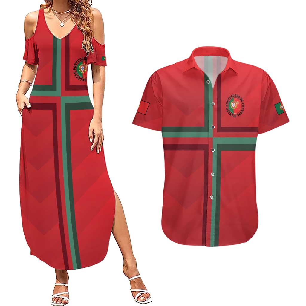 Custom Portugal Football Couples Matching Summer Maxi Dress and Hawaiian Shirt A Selecao das Quinas