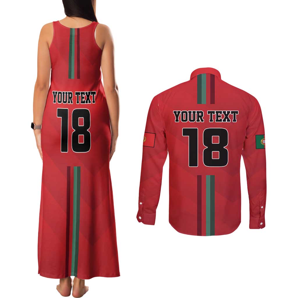 Custom Portugal Football Couples Matching Tank Maxi Dress and Long Sleeve Button Shirt A Selecao das Quinas