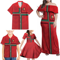 Custom Portugal Football Family Matching Off Shoulder Maxi Dress and Hawaiian Shirt A Selecao das Quinas