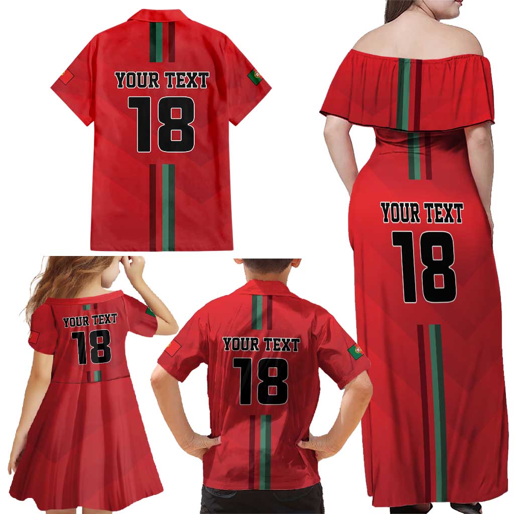 Custom Portugal Football Family Matching Off Shoulder Maxi Dress and Hawaiian Shirt A Selecao das Quinas