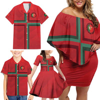 Custom Portugal Football Family Matching Off Shoulder Short Dress and Hawaiian Shirt A Selecao das Quinas