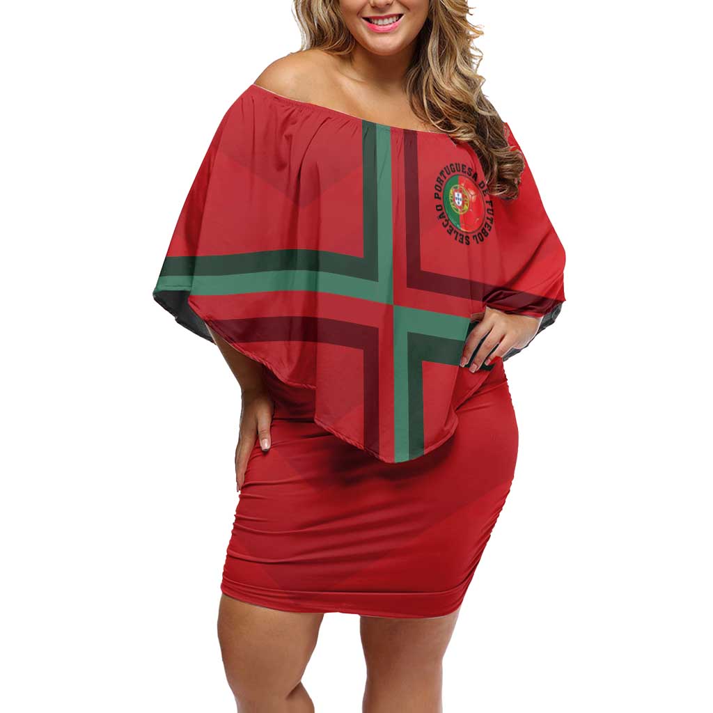 Custom Portugal Football Family Matching Off Shoulder Short Dress and Hawaiian Shirt A Selecao das Quinas