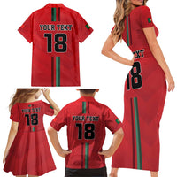 Custom Portugal Football Family Matching Short Sleeve Bodycon Dress and Hawaiian Shirt A Selecao das Quinas