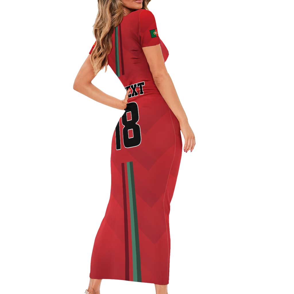 Custom Portugal Football Family Matching Short Sleeve Bodycon Dress and Hawaiian Shirt A Selecao das Quinas