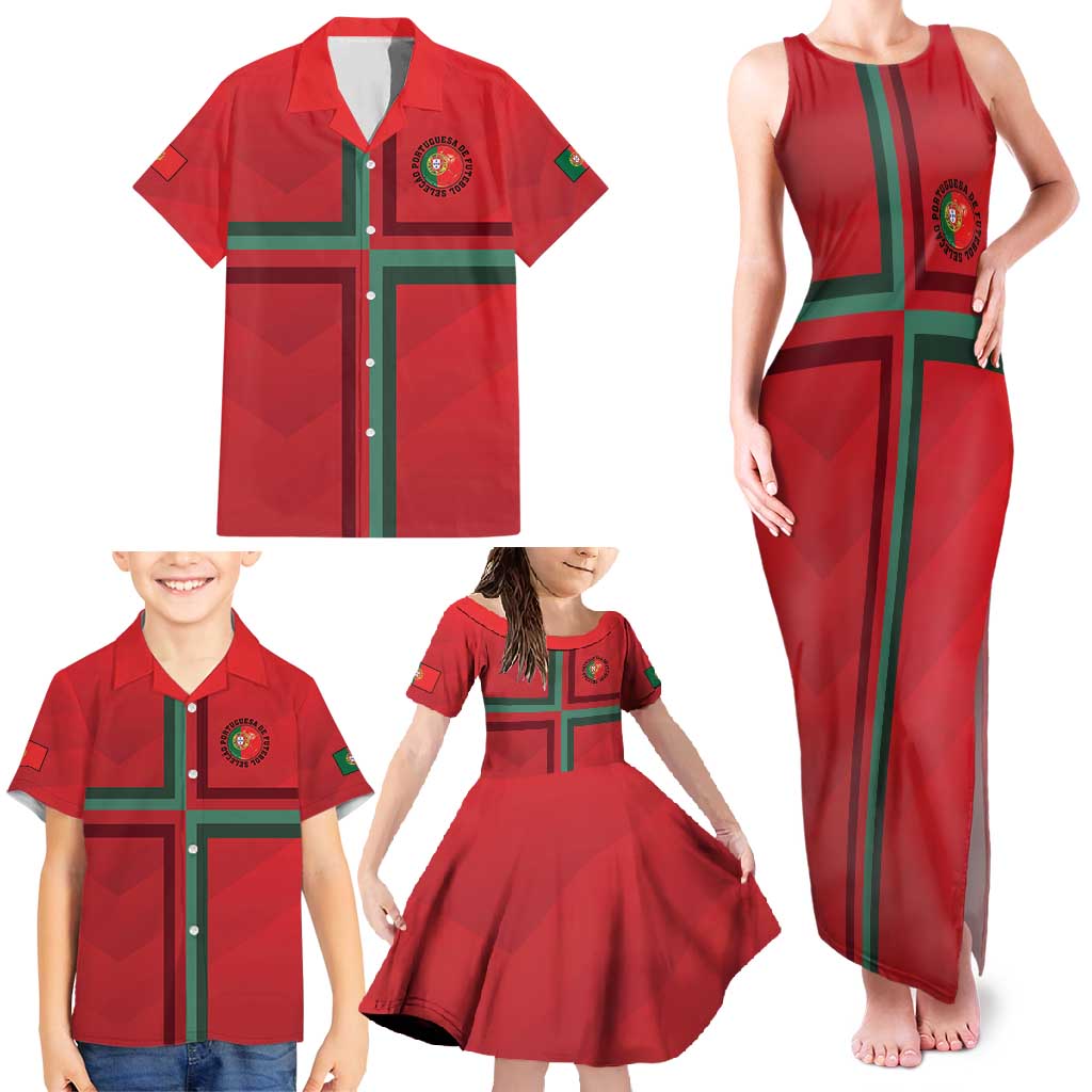 Custom Portugal Football Family Matching Tank Maxi Dress and Hawaiian Shirt A Selecao das Quinas