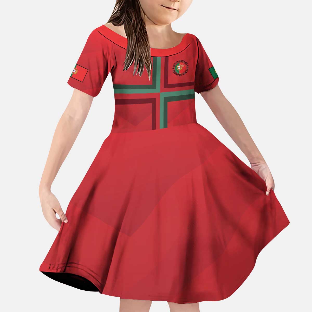 Custom Portugal Football Kid Short Sleeve Dress A Selecao das Quinas