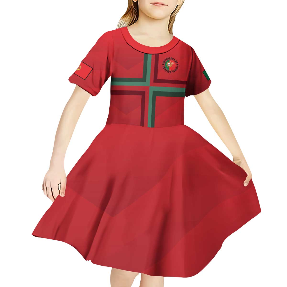 Custom Portugal Football Kid Short Sleeve Dress A Selecao das Quinas