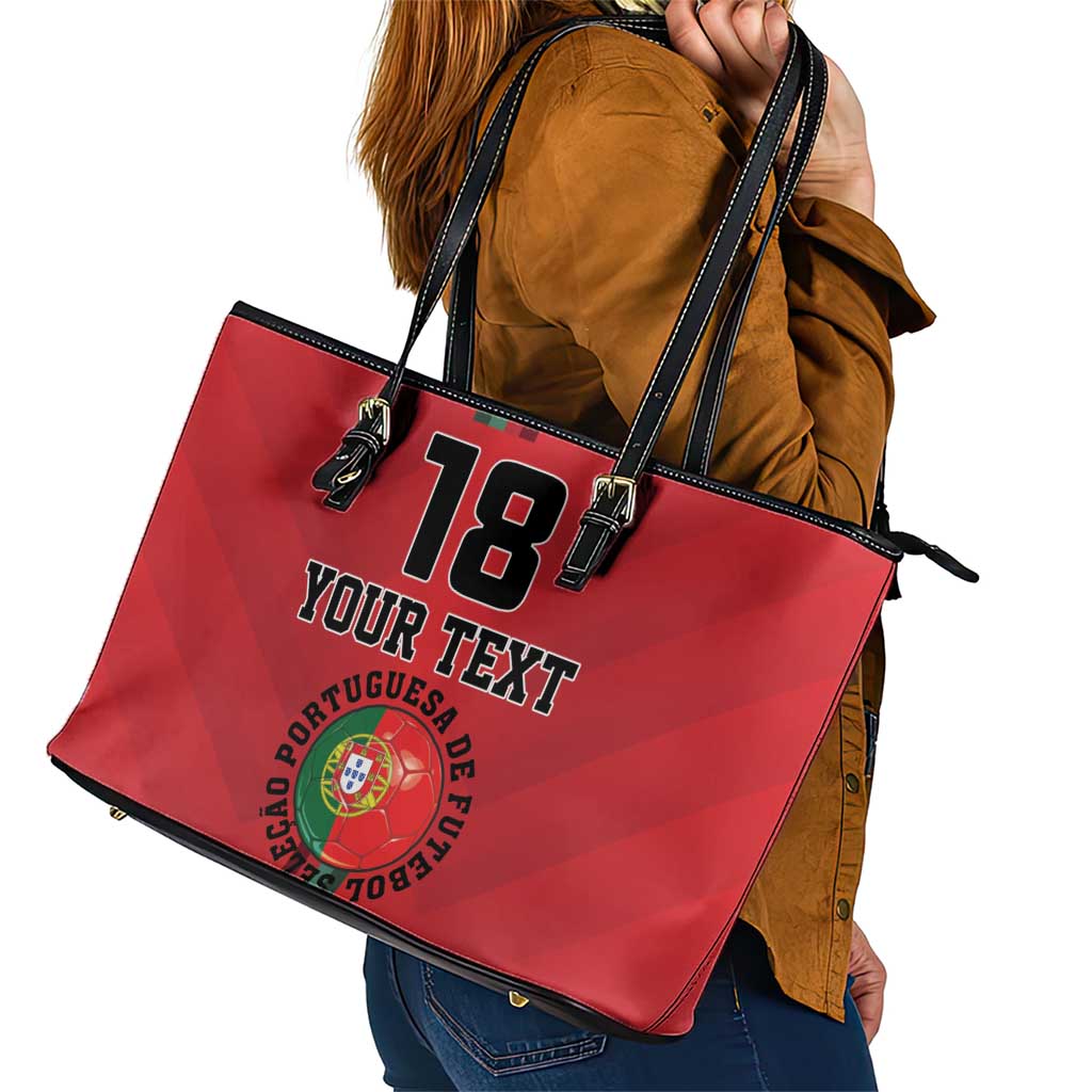 Custom Portugal Football Leather Tote Bag A Selecao das Quinas