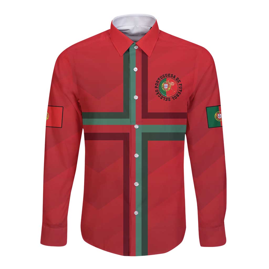 Custom Portugal Football Long Sleeve Button Shirt A Selecao das Quinas
