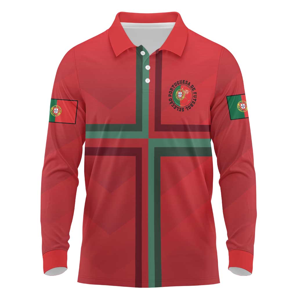 Custom Portugal Football Long Sleeve Polo Shirt A Selecao das Quinas