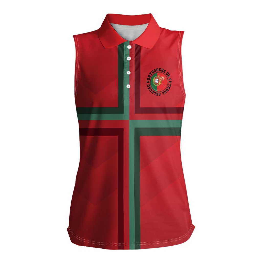 Custom Portugal Football Women Sleeveless Polo Shirt A Selecao das Quinas