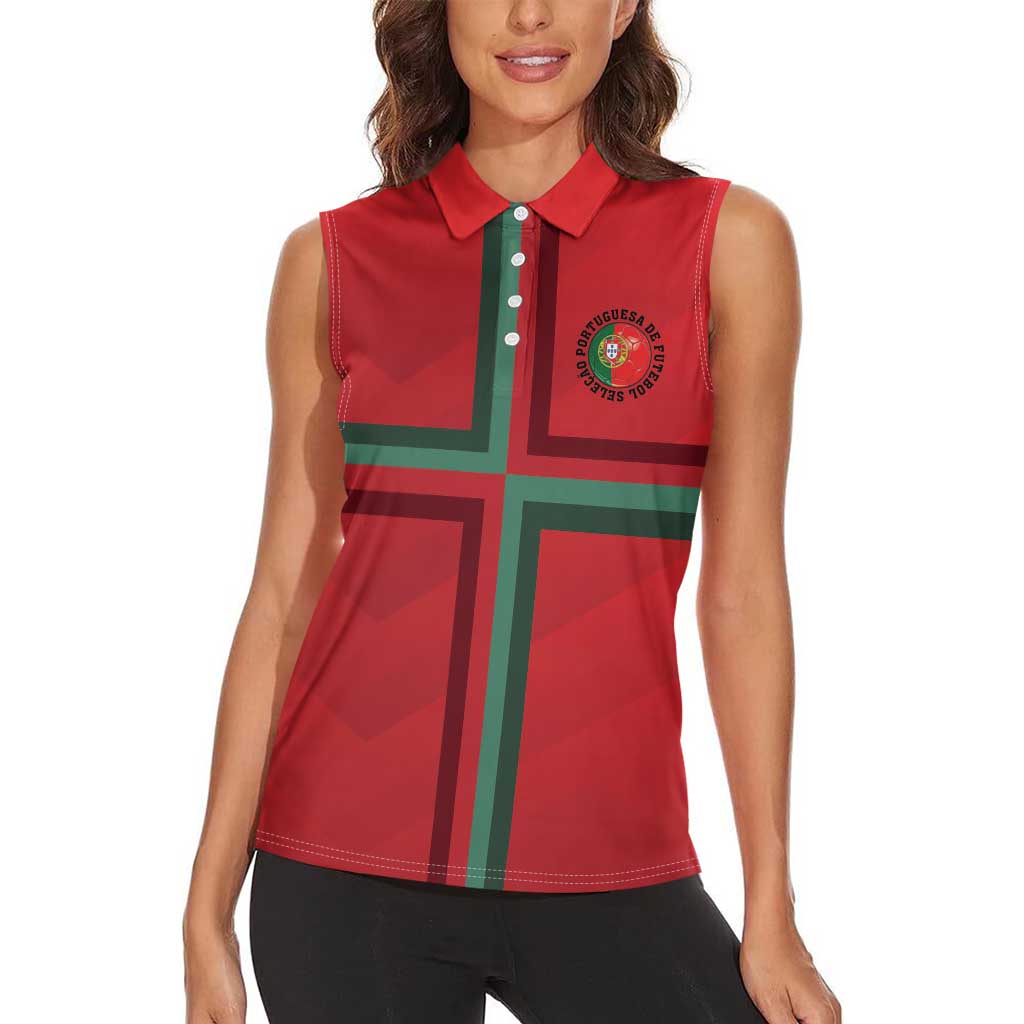 Custom Portugal Football Women Sleeveless Polo Shirt A Selecao das Quinas