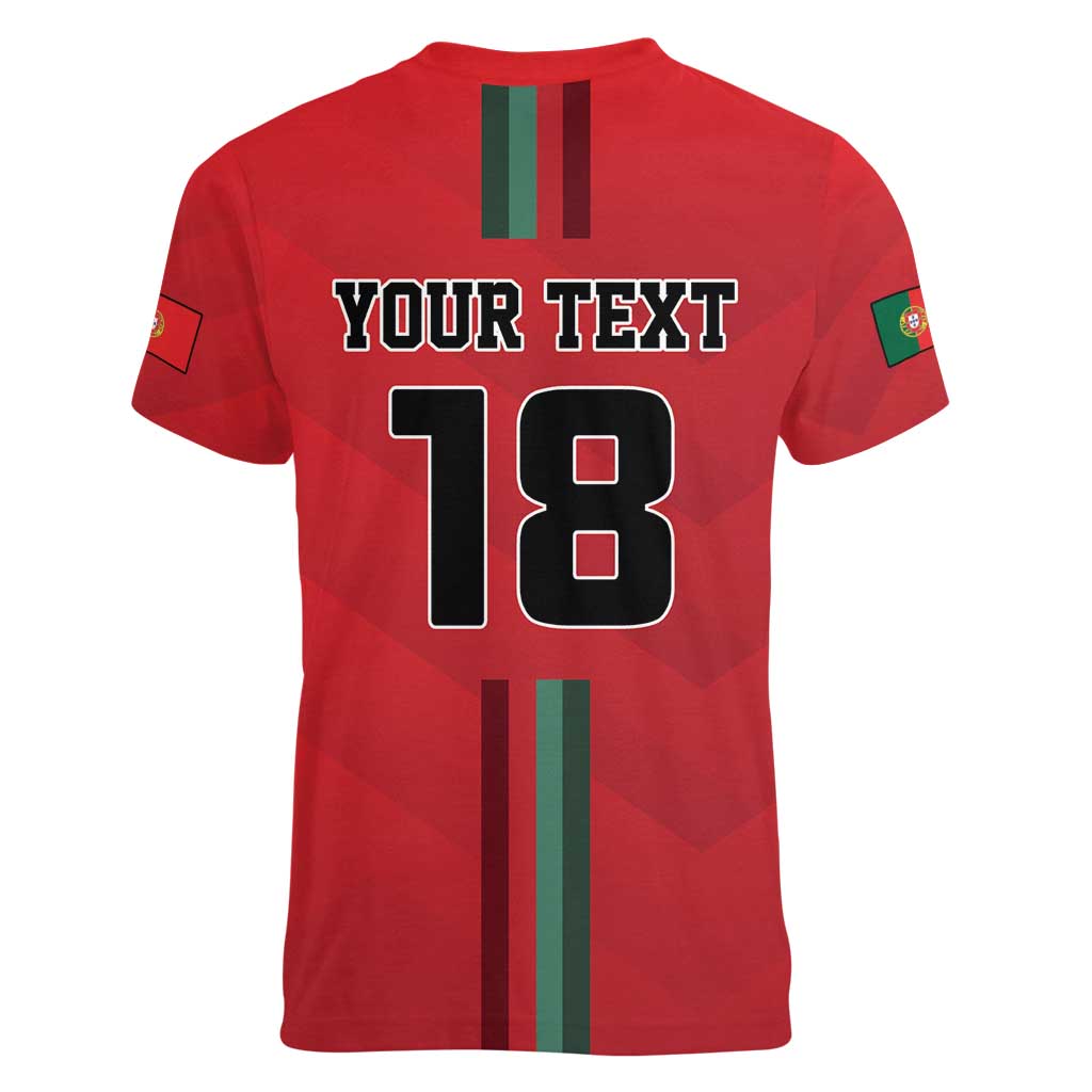 Custom Portugal Football Women V-Neck T-Shirt A Selecao das Quinas