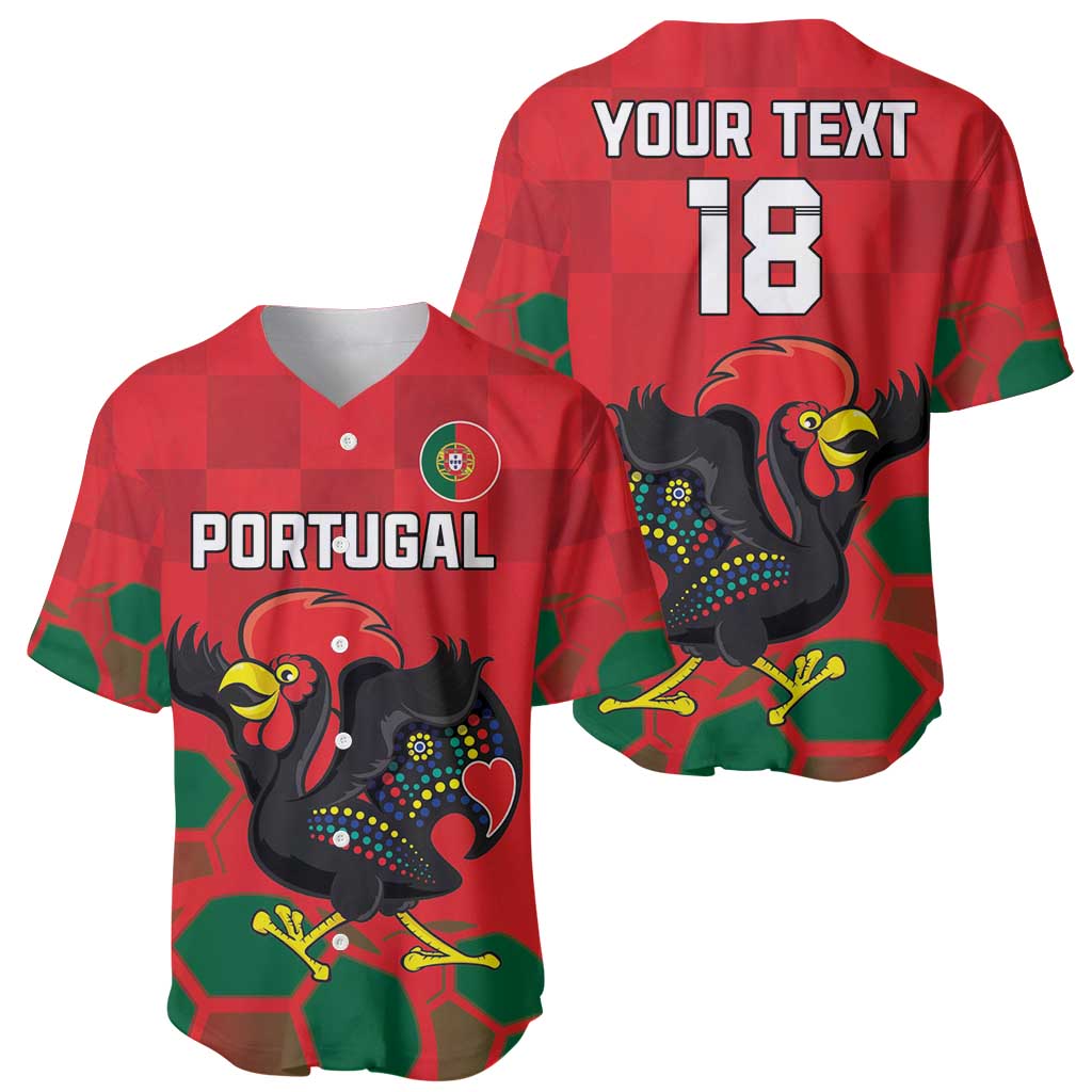 Custom Portugal Football Baseball Jersey Barcelos Rooster Mascot Dynamic Style