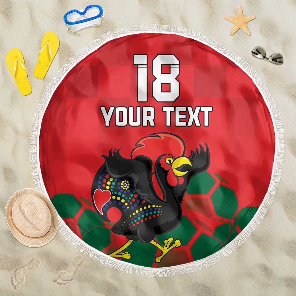 Custom Portugal Football Beach Blanket Barcelos Rooster Mascot Dynamic Style