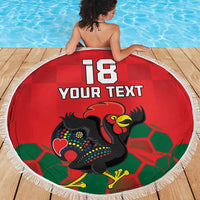 Custom Portugal Football Beach Blanket Barcelos Rooster Mascot Dynamic Style