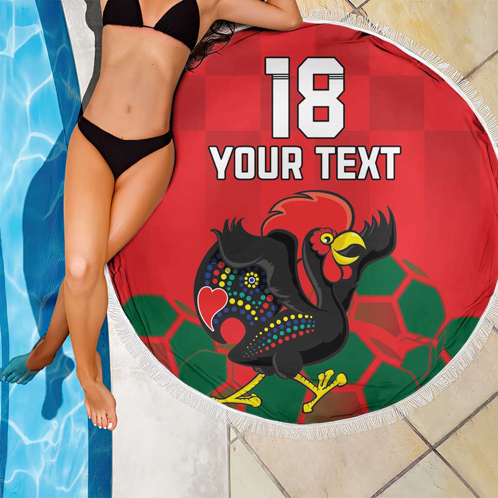 Custom Portugal Football Beach Blanket Barcelos Rooster Mascot Dynamic Style
