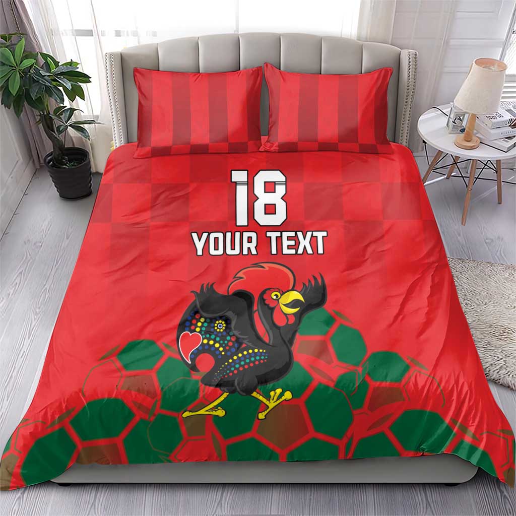 Custom Portugal Football Bedding Set Barcelos Rooster Mascot Dynamic Style
