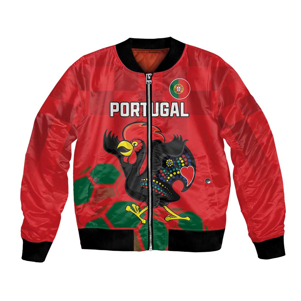 Custom Portugal Football Bomber Jacket Barcelos Rooster Mascot Dynamic Style