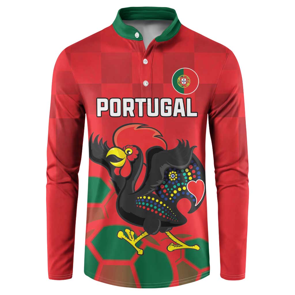 Custom Portugal Football Button Sweatshirt Barcelos Rooster Mascot Dynamic Style