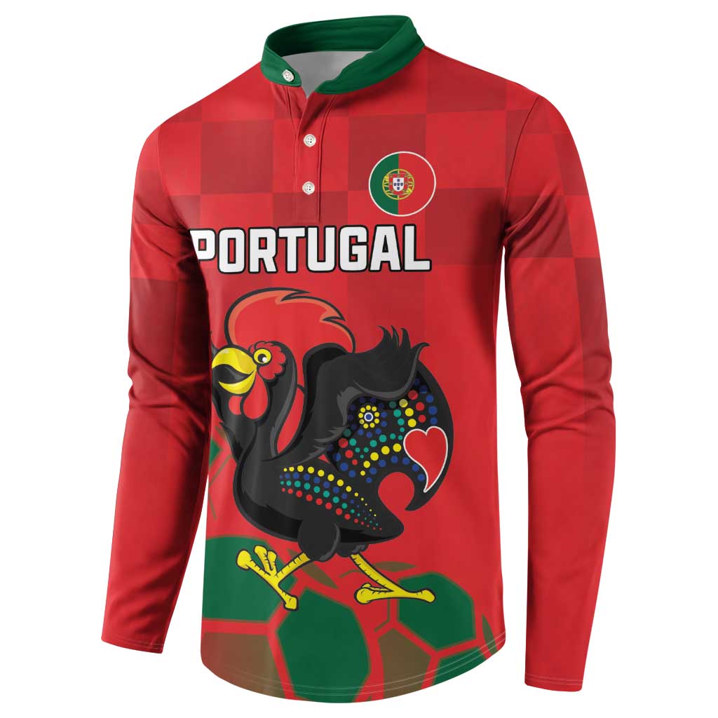Custom Portugal Football Button Sweatshirt Barcelos Rooster Mascot Dynamic Style