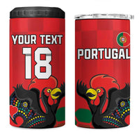 Custom Portugal Football 4 in 1 Can Cooler Tumbler Barcelos Rooster Mascot Dynamic Style