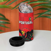 Custom Portugal Football 4 in 1 Can Cooler Tumbler Barcelos Rooster Mascot Dynamic Style
