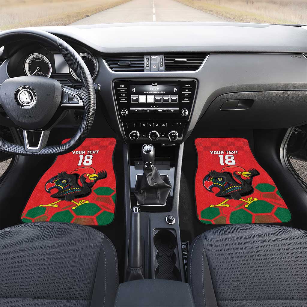 Custom Portugal Football Car Mats Barcelos Rooster Mascot Dynamic Style