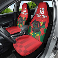 Custom Portugal Football Car Seat Cover Barcelos Rooster Mascot Dynamic Style
