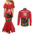 Custom Portugal Football Couples Matching Mermaid Dress and Long Sleeve Button Shirt Barcelos Rooster Mascot Dynamic Style