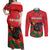 Custom Portugal Football Couples Matching Off Shoulder Maxi Dress and Long Sleeve Button Shirt Barcelos Rooster Mascot Dynamic Style