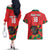 Custom Portugal Football Couples Matching Off The Shoulder Long Sleeve Dress and Hawaiian Shirt Barcelos Rooster Mascot Dynamic Style