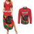 Custom Portugal Football Couples Matching Summer Maxi Dress and Long Sleeve Button Shirt Barcelos Rooster Mascot Dynamic Style