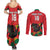 Custom Portugal Football Couples Matching Summer Maxi Dress and Long Sleeve Button Shirt Barcelos Rooster Mascot Dynamic Style