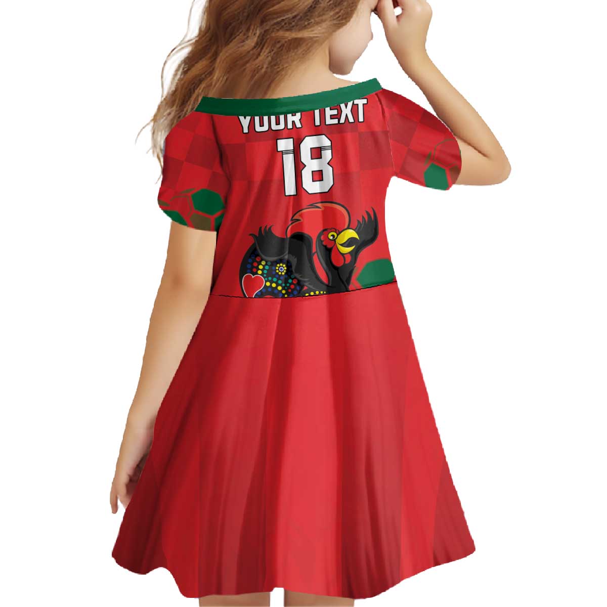 Custom Portugal Football Family Matching Off The Shoulder Long Sleeve Dress and Hawaiian Shirt Barcelos Rooster Mascot Dynamic Style
