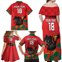 Custom Portugal Football Family Matching Off Shoulder Maxi Dress and Hawaiian Shirt Barcelos Rooster Mascot Dynamic Style
