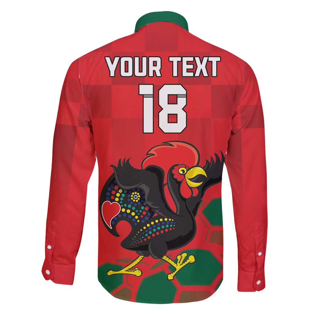 Custom Portugal Football Family Matching Off Shoulder Maxi Dress and Hawaiian Shirt Barcelos Rooster Mascot Dynamic Style