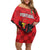 Custom Portugal Football Family Matching Off Shoulder Short Dress and Hawaiian Shirt Barcelos Rooster Mascot Dynamic Style