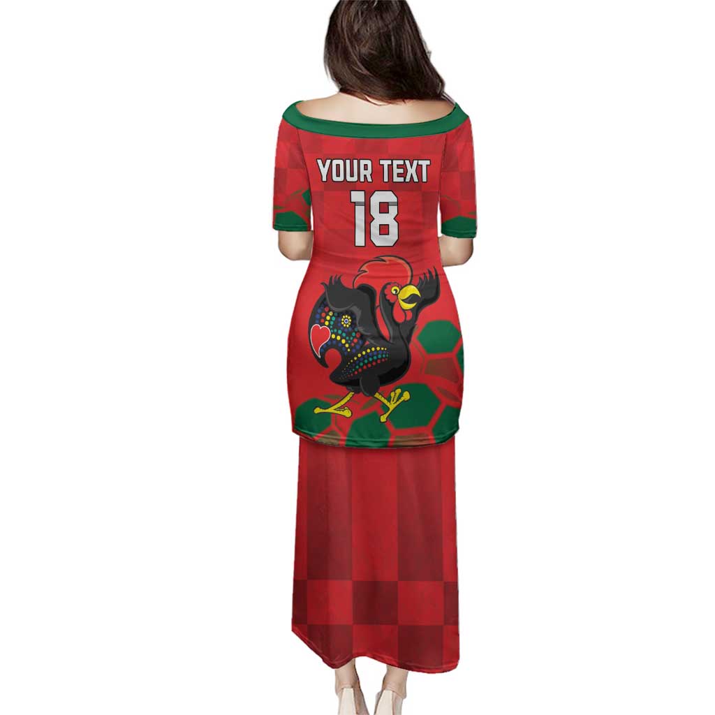 Custom Portugal Football Family Matching Puletasi and Hawaiian Shirt Barcelos Rooster Mascot Dynamic Style
