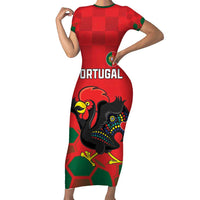 Custom Portugal Football Family Matching Short Sleeve Bodycon Dress and Hawaiian Shirt Barcelos Rooster Mascot Dynamic Style