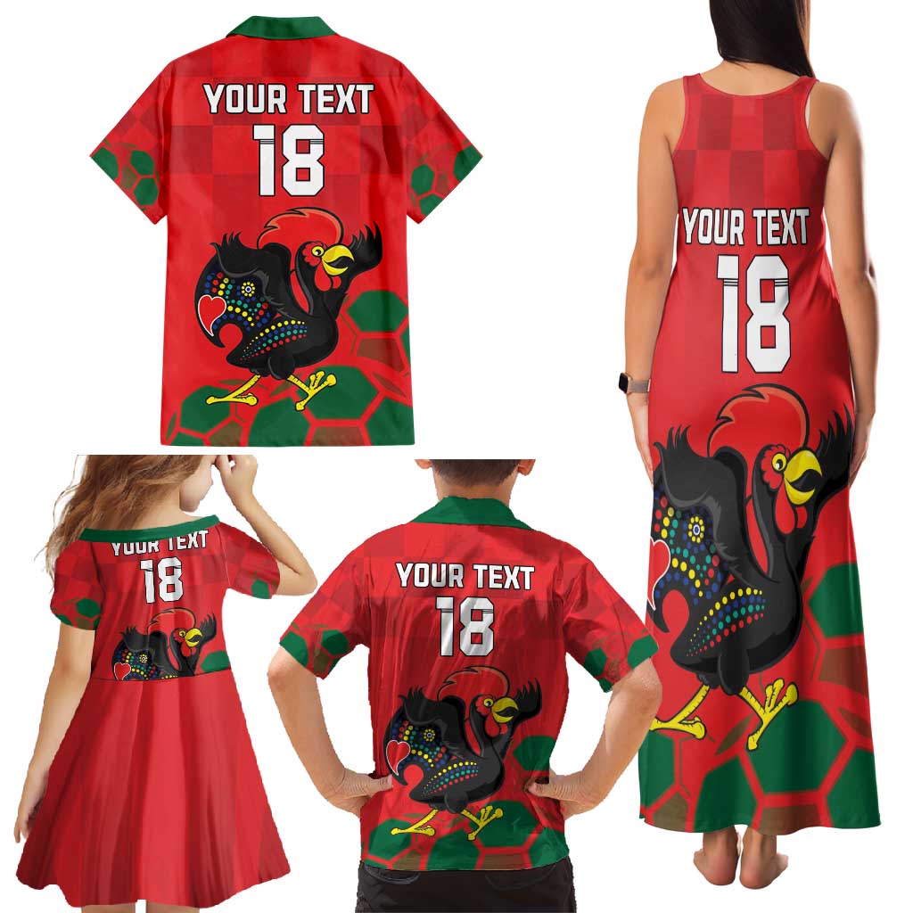 Custom Portugal Football Family Matching Tank Maxi Dress and Hawaiian Shirt Barcelos Rooster Mascot Dynamic Style