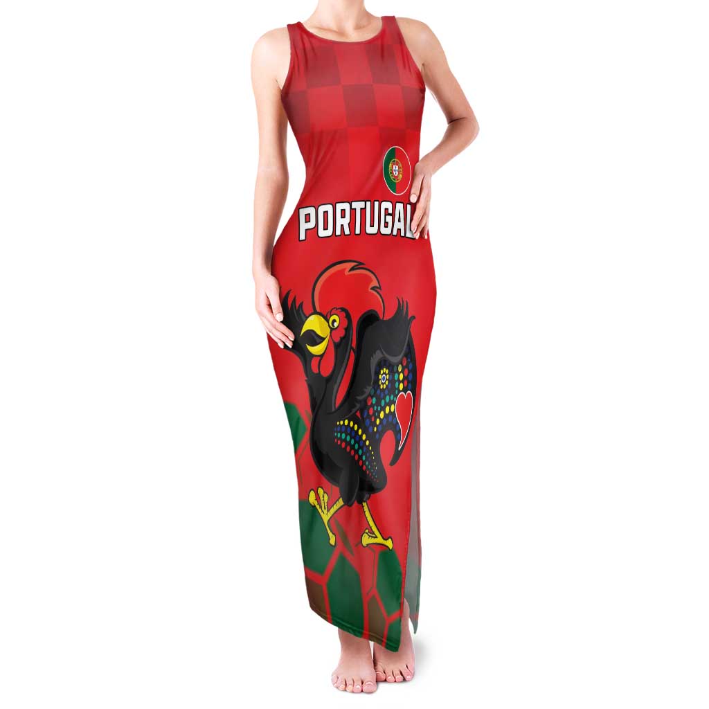 Custom Portugal Football Family Matching Tank Maxi Dress and Hawaiian Shirt Barcelos Rooster Mascot Dynamic Style